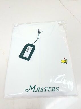 Masters White Performance Quarter-Zip with Green Logo Tag